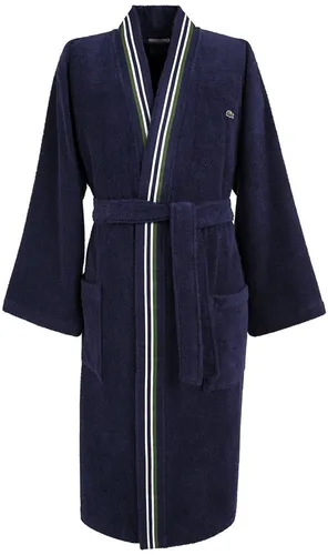 Lacoste Herrenbademantel LCLUB, Langform, Blau, Größe XL - Eleganter Langbademantel aus 100% Baumwolle mit Kimono-Kragen und Gürtel. Perfekt für entspannte Stunden zu Hause. Hochwertige Frottierqualität sorgt für ein angenehmes Hautgefühl.