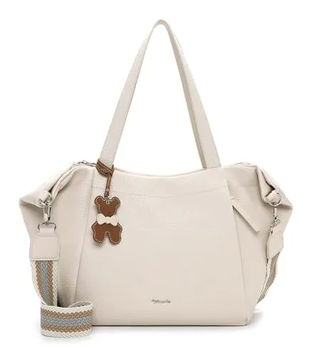 TAMARIS Shopper TAS Katrina in Beige - Vielseitiger Shopper aus feiner Synthetik mit Reißverschluss, ideal für den Alltag. Praktische Fächer sorgen für Ordnung, während der längenverstellbare Umhängeriemen für Tragekomfort sorgt.