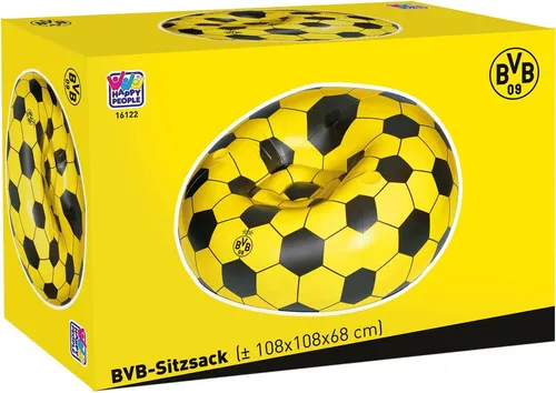Wehncke BVB Sitzsack - Isomatten & Luftmatratzen mit trendigem Design, präsentiert stolz die Farben und das Logo von Borussia Dortmund – perfekt für Fans und gemütliche Stunden.