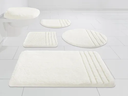 Möve Badematte Loft, Badvorleger, Badezimmer Teppich, Höhe 30 mm, rutschhemmend beschichtet, fußbodenheizungsgeeignet, schnell trocknend, strapazierfähig, Polyacryl, rund, Badteppich, Badematten auch als 2 teiliges Set & rund beige rund | Ø 80 cm x 30 mm