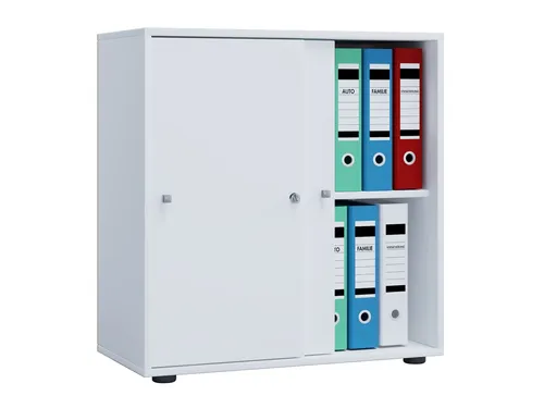 Mid.you Aktenschrank, Weiß, abschließbar, 70x74x37 cm - Büroschränke mit abschließbarer Schiebetür für sichere Aufbewahrung und flexiblen Stauraum. Ideal für ein aufgeräumtes Arbeitszimmer.