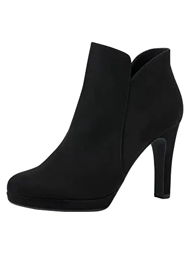Tamaris High-Heel-Stiefelette, Gr. 41, schwarz - Feminine Ankleboots aus Textil in Velourslederoptik, perfekt für elegante Abendmode und stilvolle Anlässe.