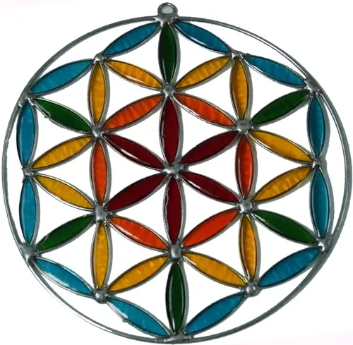 GURU SHOP Sonnenfänger, Suncatcher - Blume des Lebens Bunt, 12x12x1 cm
