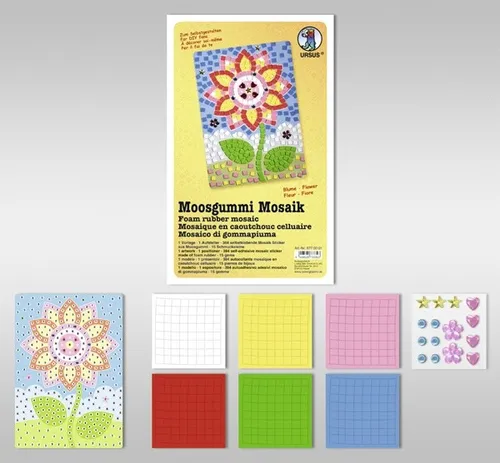 BASTELMAPPE MOOSGUMMI MOSAIK BLUME BASTELN KLEBEN NACH ZAHLEN NEU