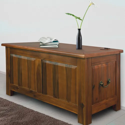 CASARIA® Holztruhe mit Deckel – Große Sitzbank und Schatzkiste in Braun - Bürostühle: Robuste Holztruhe aus Akazie, belastbar bis 160 kg, mit Gasdruckheber für einfachen Zugang und markantem kolonialen Stil.