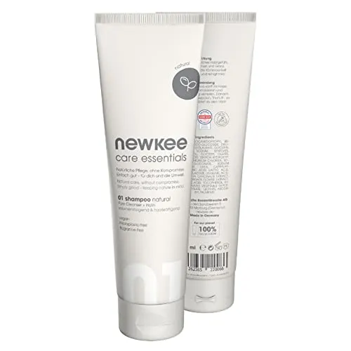 newkee Shampoo Natural (150ml), für die tägliche Haarwäsche, ohne Parfüm- & Duftstoffe, Haarshampoo entwickelt von Manuel Neuer & Angelique Kerber - Hair Care für Trockene Kopfhaut geeignet