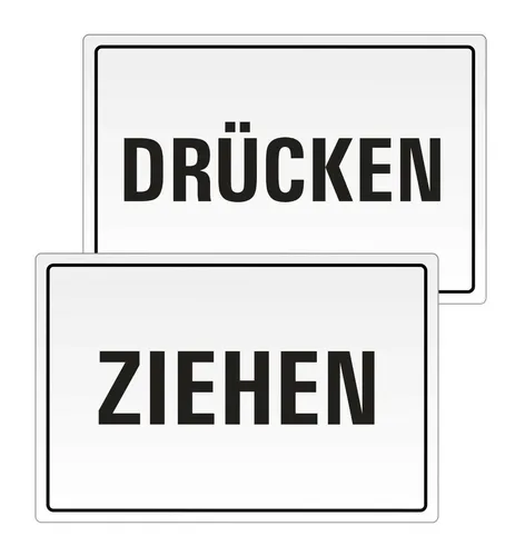 Ziehen Drücken Aufkleber 130x90 mm 2er-Set Türaufkleber Schild Folie