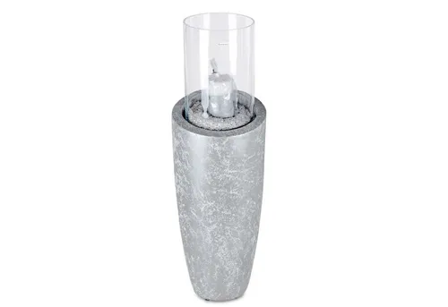 Windlicht SILVER ICE - Deko Bodensäule in Weiß-Silber - Elegantes Windlicht aus Glas, 77cm hoch, ideal für Teelichter. Perfekt für moderne Wohnzimmerdekoration und stimmungsvolle Anlässe.