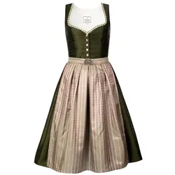 Edelnice Trachtenmode Midi Dirndl Adele - Elegantes Dirndl für Damen in edlem Waldgrün mit zarter Blumenranke, inklusive kontrastierender Schürze und femininen Details für einen stilvollen Auftritt.