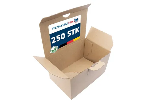 VERPACKUNGSFUXX Versandkarton Karton mit Automatikboden 15 x 10 x 9 cm, 250 Stk., Steckverschluss, 1-wellig, Päckchen