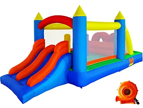 Ballsea Hüpfburg XXL mit Gebläse für Kinder - Hüpfburg für drinnen und draußen, ideal für Kinder von 3-10 Jahren. Mit Rutsche und Kletterbereich für sicheren Spaß. Schnelle Montage in unter 3 Minuten!