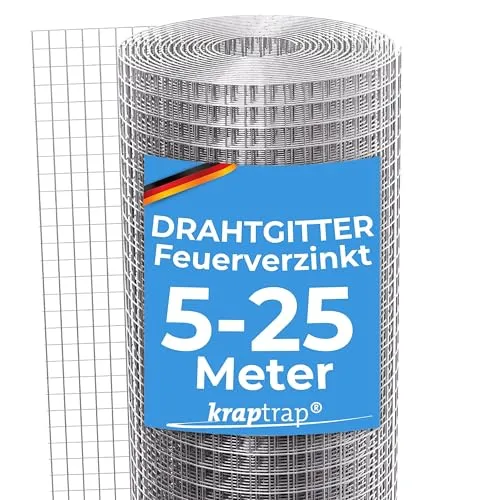 KrapTrap Volierendraht 12x12 verzinkt - Stabiler Kaninchendraht für Kleintiere - Vielseitig einsetzbarer Draht für Hasen, Kaninchen und Vögel. Feuerverzinkt und punktgeschweißt, bietet er hohen Schutz und Langlebigkeit. Einfach zuzuschneiden und ideal für individuelle Käfige.