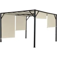Berlinlodge Pergola Beige, 400x212 cm – Moderner Sonnen- & Sichtschutz - Elegante Pergola aus pulverbeschichtetem Stahl mit cremeweißem Polyesterdach, ideal für den Garten. Bietet stilvollen Schutz und schafft eine einladende Atmosphäre für entspannte Stunden im Freien.