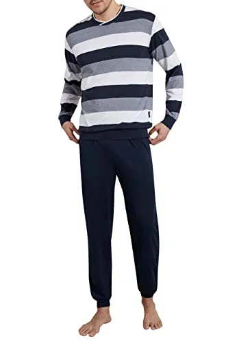 Götzburg Herren Pyjama Zweiteilig - Langarm Schlafanzug 58 - Zweiteiliger Schlafanzug für Herren mit Rundhals-Langarmhemd und bequemer Hose. Aus atmungsaktivem Material für höchsten Tragekomfort und ideale Nächte. Perfekt für kalte Winterabende.