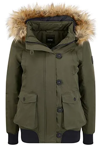 OXMO Acila Damen Winterjacke - Stylische und warme Funktionsjacke in Größe XL, Deep Depths - Funktionsjacke für Damen mit abnehmbaren Kunstfell, zwei Brust- und Seitentaschen sowie nachhaltiger Produktion. Ideal für kalte Temperaturen und stylish zugleich!