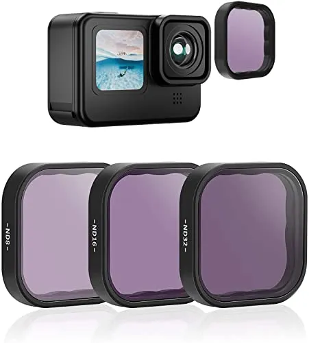 TELESIN 3er-Pack Filter ND8 ND16 ND32 für GoPro Hero 12 Hero 11 Hero 10 Hero 9, Kameralinse, Neutraldichte und Polarisationslinsenfilter Filter Set für GoPro Hero 11/10/9 Schwarz