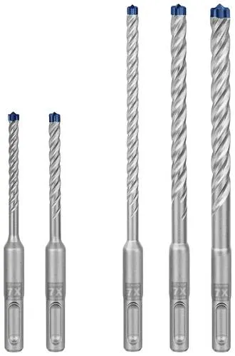 Bosch Accessories EXPERT SDS plus-7X Hammerbohrer 5-teilig - Bohrer-Bits mit Voll-Carbide-Kopf, extrem langlebig und ideal für Stahlbeton - hält bis zu 3-mal länger als Standardbohrer.