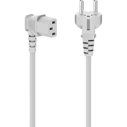 Hama Netzkabel für Kaltgeräte, 90° gewinkelt, 3-polig, Schutzkontakt, 5 m, Weiss (5 m) (00223292)