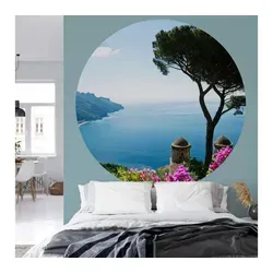 K&L Wall Art Fototapete Fototapete Meeresblick mediterran Vliestapete Rund Wohnzimmer Tapete, Amalfiküste Tapete blau 2.84 m x 2.84 m