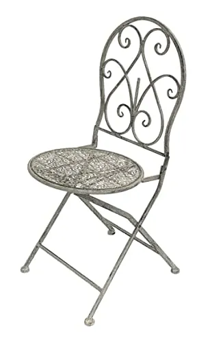 DanDiBo Gartenstuhl Metall Grau Weiß 96127 - Stilvoller Vintage Gartenstuhl aus hochwertigem Metall, ideal für Garten, Balkon und Terrasse. Belastbar bis 100 kg und mit nostalgischem Design - ein echter Blickfang!