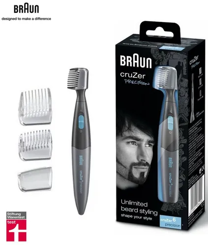 Braun Multifunktionstrimmer CruZer Precision, Series 6, abwaschbar, mit DualCut-Präzisionstrimmer und 2 Präzisionskämme