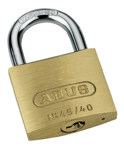 ABUS Vorhangschloss Messing Nr. 45 - 40 mm mit 2 Schlüsseln - Robustes Messing-Hangschloss Nr. 45, 40 mm, mit gehärtetem Bügel für erhöhte Sicherheit. Ideal für den täglichen Einsatz und vielseitige Anwendungen.