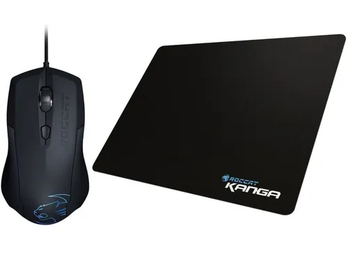 Roccat Lua Gaming Bundle - Tri-Button Mouse & Kanga Mouse-Pad - Gaming-Maus mit 2000 DPI, ergonomischem Design und LED-Beleuchtung, perfekt für FPS und MOBA Spiele, inklusive hochwertigem Kanga Mouse-Pad.