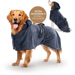 FLUFFINO® Hundebademantel - Saugfähig und schnelltrocknend, Größe M, beige/blau - Praktischer Hundebademantel für komfortable Pflege nach dem Baden. Saugfähig und schnelltrocknend mit praktischem Klettverschluss. Ideal für entspannte Hundepflege.