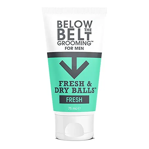 Below The Belt Grooming Fresh & Dry Ball, Intimate Deodorant und Anti-Chafing-Creme für Männer, schützt vor Schweiß, Geruch und Reibung, frischer Duft, 75 ml.