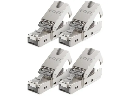 deleyCON deleyCON 4x CAT6a Werkzeugloser RJ45 Netzwerkstecker 10Gbit/s Stecker Netzwerk-Adapter