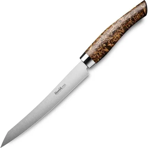 Nesmuk Soul Slicer 16 cm – Hochwertiges Küchenmesser - Der Nesmuk Soul Slicer mit 16 cm Klinge aus karelischem Kronkelberk vereint präzise Schnitte und elegantes Design. Ideal für die anspruchsvolle Küche.
