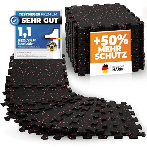 NEOLYMP Bodenschutzmatte Fitness 1 x 8 Matten - Sportgeräte-Matten aus extra dickem Naturkautschuk, schalldämpfend und gelenkschonend, ideal für Fitness und Gymnastik, auch als Poolunterlage verwendbar.