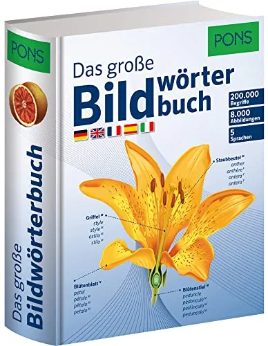 PONS Das Große Bildwörterbuch: 200.000 Begriffe in 5 Sprachen - Deutsche Wörterbücher mit 200.000 Begriffen in Deutsch, Englisch, Französisch, Spanisch und Italienisch – ideal für mehrsprachiges Lernen und schnelle Übersetzungen.