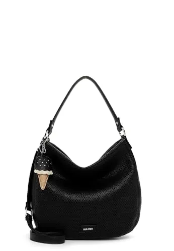 SURI FREY Beuteltasche SFY Cilly, black 100 - Beuteltasche mit modernem Lasercut-Design und praktischem Volumen von 22.575 l, perfekt für stilbewusste Frauen.