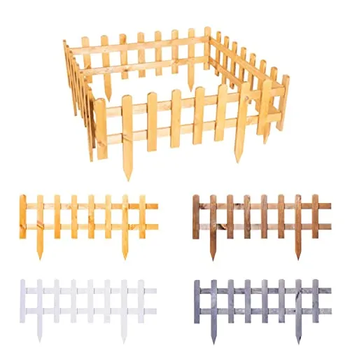 BooGardi Steckzaun Holz Dunkelbraun 4er Set - Dekorative Zäune für Garten und Beet, stabil und splitterfrei – ideal zur Umrandung von Blumen- und Gemüsebeeten.