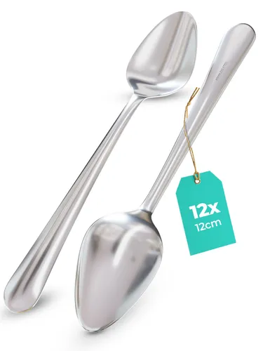 Praknu Teelöffel Espressolöffel klein 12er Set aus Edelstahl (12 Stück), Formstabil - Spülmaschinenfest - Mini Besteckset