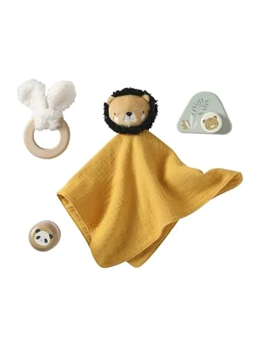 VERTBAUDET Baby Geschenk-Set zur Geburt mit Holz FSC® - Umfangreiches Set für Babys: Ein Schmusetuch, Beißring und Rassel aus hochwertigen Materialien. Fördert das Greifen und das Gehör. Ideal als liebevolles Geschenk zur Geburt.