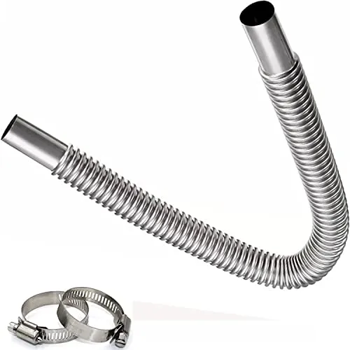 Abgasschlauch für Stromerzeuger 60 CM – Edelstahl Auspuffrohr mit 2 Schellen - Hochwertiger Edelstahl-Abgasschlauch für Standheizungen. Langlebig, korrosionsbeständig und einfach zu installieren. Ideal für effiziente Abgasführung in Fahrzeugen und Generatoren.
