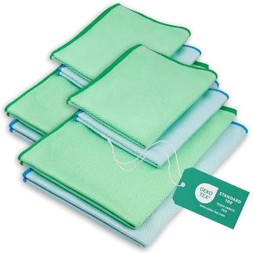 ELEXACLEAN Fenstertuch 8-tlg. Set - Mikrofasertücher in zwei Größen (60x40cm & 40x30cm) für streifenfreies Reinigen ohne Chemie – ideal für Fenster, Spiegel und glatte Oberflächen.