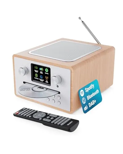 MAJORITY Homerton Internetradio mit CD Player & DAB Plus - Vielseitiges Küchenradio mit Bluetooth, FM und Spotify Connect. Genießen Sie Ihre Musik und Podcasts in erstklassiger Klangqualität auf einem großen Farbdisplay.