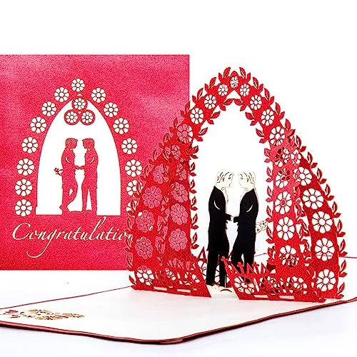 3D Wedding Card Mr & Mr – Congratulations Cards for Gay Wedding – hochwertige Pop-Up Hochzeitskarte zur schwulen Hochzeit - edle 3D Karte zur gleichgeschlechtlichen Ehe & Trauung