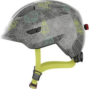 Abus Smiley 3.0 LED grau M (50-55 cm) - Fahrradhelm für Kinder mit 180° sichtbarem LED-Rücklicht für mehr Sicherheit. Ideal für kleine Abenteurer auf dem Laufrad oder Dreirad.
