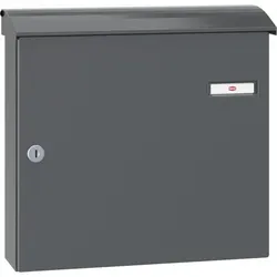 Renz Convex Briefkasten anthrazit mit Namensschild 380x360x115mm - Stilvoller Briefkasten aus Stahl in anthrazitgrau RAL 7016, mit Regendach und Namensschild für eine individuelle Gestaltung. Ideal für den modernen Eingangsbereich.