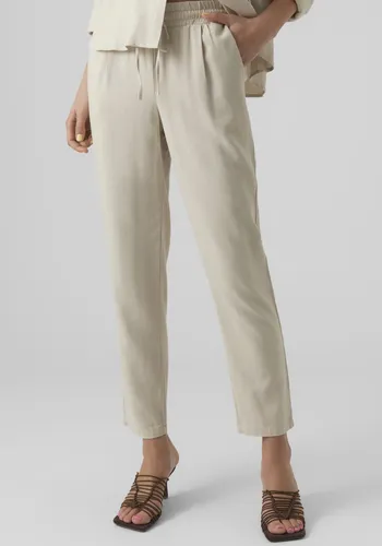 VERO MODA Damen Leinen Stoffhose - Legere Ankle Pants in Beige, Größe XL - Damen-Hosen: Bequeme, legere Leinenhose mit mittlerer Taille, ideal für jeden Anlass. Perfekt kombiniert mit Sneakers für einen entspannten Look.