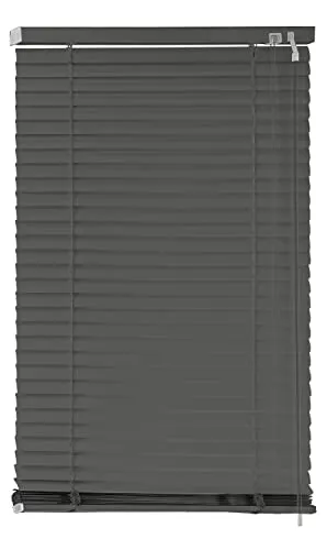 EXKLUSIV HEIMTEXTIL Aluminium Jalousie 90 x 220 cm Grau - Stilvolle Alujalousie mit 25 mm breiten Lamellen für effektiven Sicht- und Sonnenschutz. Inklusive Montageanleitung und Befestigungsmaterial. Ideal für Wand- und Deckenmontage, stufenlos verstellbar.