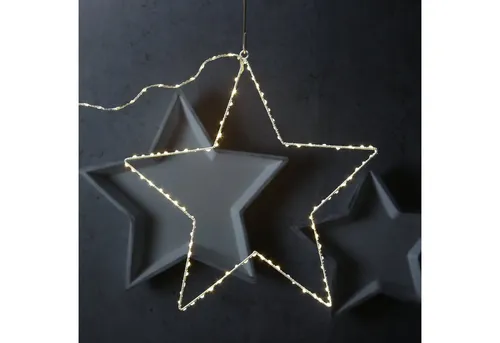 MARELIDA LED-Stern für außen - 40cm hängender Metallstern mit 140 warmweißen LEDs - Nussknacker - 40cm LED Metallstern mit 140 LEDs, ideal für stimmungsvolle Dekoration drinnen und draußen. Mit Timer für automatische Beleuchtung, perfekt für festliche Anlässe!