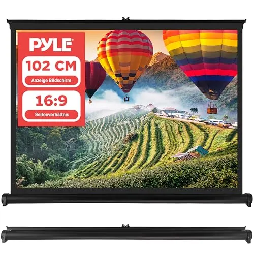 Pyle Beamer Rollo-Leinwand 40 Zoll - Tragbare Projektionsleinwand - Die mobile 40 Zoll Leinwand ist leicht und schnell aufbaubar – perfekt für Präsentationen unterwegs. Robustes Design mit fleckenabweisendem Stoff sorgt für klare Projektionen in verschiedenen Formaten.
