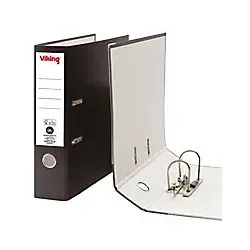Viking Ordner Breit DIN A4 75 mm Schwarz 2 Ringe Pappkarton Matt Hochformat