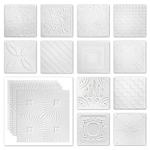 Hexim Wanddekoobjekt NR.24 – Feuchtraumgeeignete Deckenplatten 50x50cm - Kreative Deko-Objekte für Ihre Decke – Die XPS Deckenplatten von HEXIM sind leicht, schall- und wärmedämmend sowie überstreichbar. Ideal für Bad und Keller, verwandeln sie Ihre Räume im Handumdrehen!