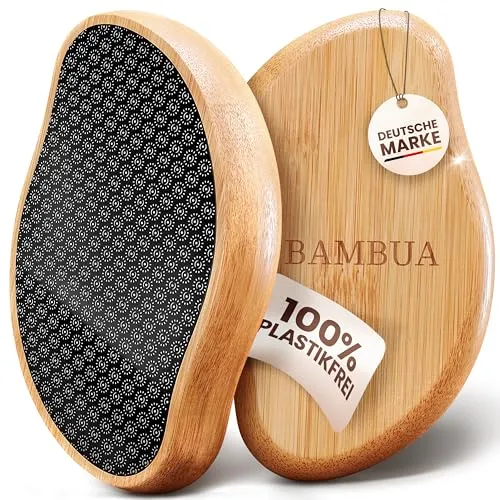 BAMBUA Hornhautentferner - Effektive Fußpflege mit Nano-Technologie - Bimssteine für die Fußpflege, entfernt effektiv Hornhaut und sorgt für glatte Haut. Ergonomisches Design aus Bambus für komfortable Anwendung.